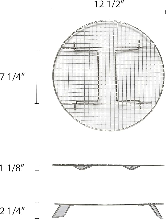 TrueCraftware- 12-3/4” Round Steamer Rack/Cooling Rack Nickel Plated- Steamer Insert Steaming Rack Steam Tray Multi-functional Steamer Basket Cookware Veggie Fish Seafood Cooking