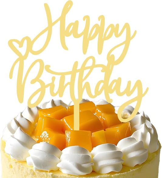 ZHENGYE Gold Acrylic Happy Birthday Cake Topper Cupcake Topper Decorations for Baby Shower Children or Adults Birthday Cake Decoration Supplies(Gold 15)