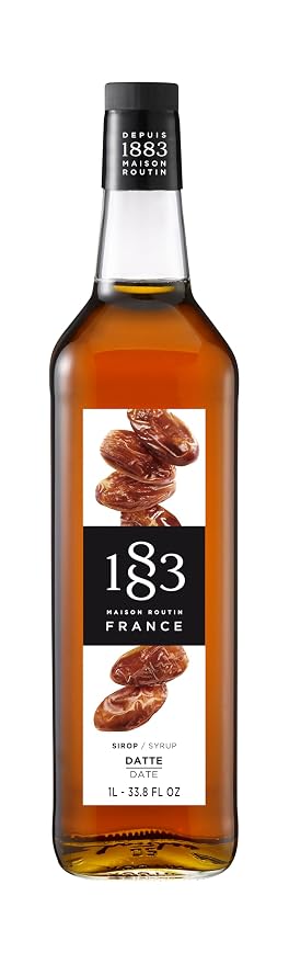 1883 Date Syrup 1L Plastic Bottle – Premium Natural Date Syrup, Vegan Sweetener, Rich Caramel Flavor, Coffee & Dessert Syrup, No Artificial Additives, Gourmet French Syrup