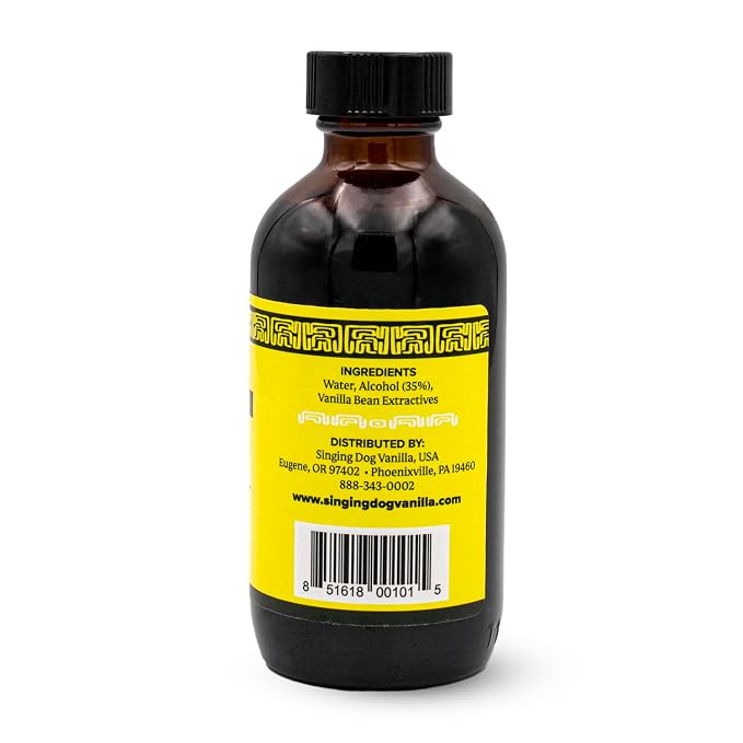 Singing Dog Vanilla Pure Vanilla Extract, 4 fl oz - All-Natural, Non-GMO, Sugar-Free, Corn-Free, Kosher Pareve, Vegan - Sustainably Sourced Vanilla Beans