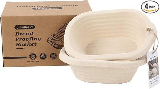 2 x 8 inch Pulp Oval Sourdough Banneton Bread Proofing Basket Baking Supply with Linen Liners for Professional and Homemade Artisan Bread