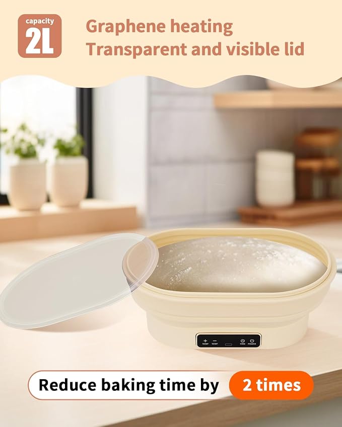 XPXKJ Heating Bread Proofing Basket (11.1×7.2×4.2'') | 77-122℉ 6 Gears Temperature