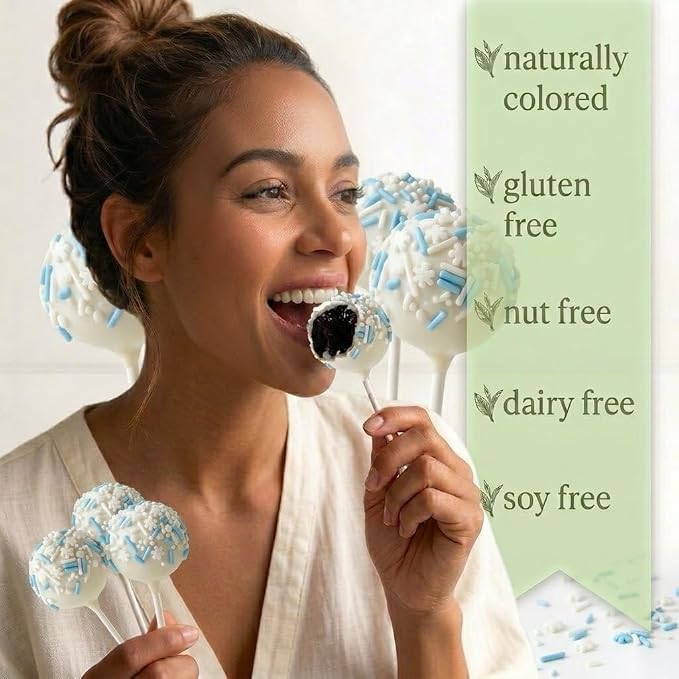 Manvscakes, Natural Sprinkles, No Artificial Dyes, Snowflake Edible Sprinkles, Holiday Cake Decorations, Dessert, Cookies, 3 ounces, Christmas Sprinkles, Winter Baking, Gluten Free, Blue Sprinkle