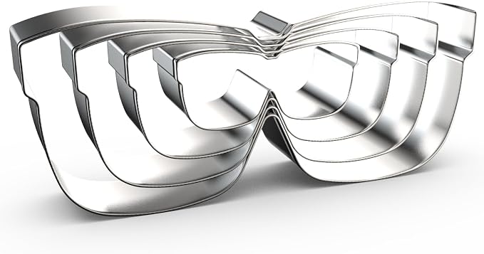 Glasses Sunglasses Cookie Cutter Set for Baking, 5/4/3/2 inch, 4 Piece, Stainless Steel