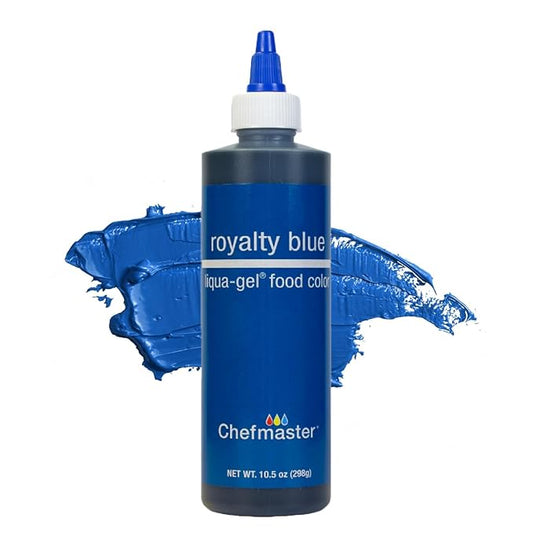 Chefmaster Liqua-Gel® Food Coloring | Royalty Blue | Red 3-Free | Professional Baking & Decorating | Fade-Resistant | Made in USA | 10.5 oz
