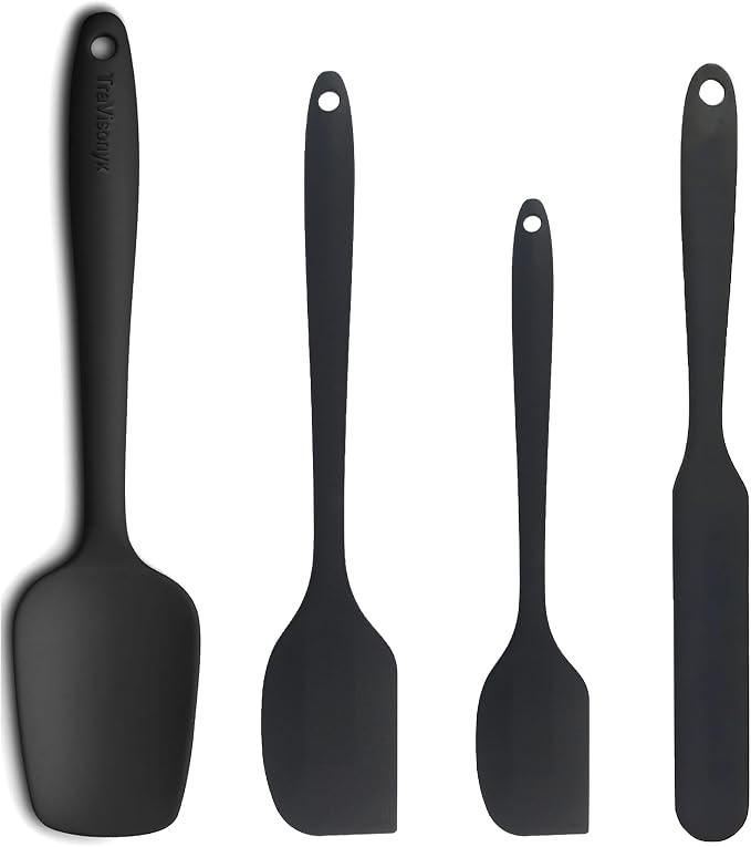 4 Pcs Silicone Spatula,Food Grade Rubber Spatula, Spatulas Silicone Heat Resistant, Used for Baking, Cooking, non Stick, Dishwasher Safe, BPA Free