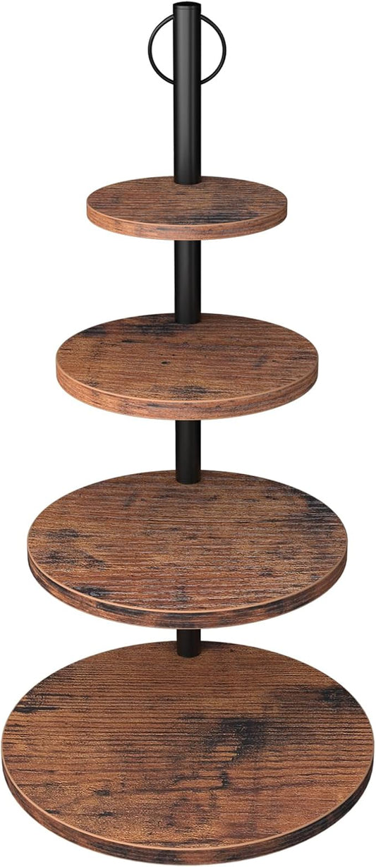 Cupcake Stand, 4 Tier Cake Stands Rustic Wood Cupcake Tower Round Tiered Tray Stand for Dessert Table Display, Industrial Wooden Serving Stand Wedding, Graduation and Baby Shower