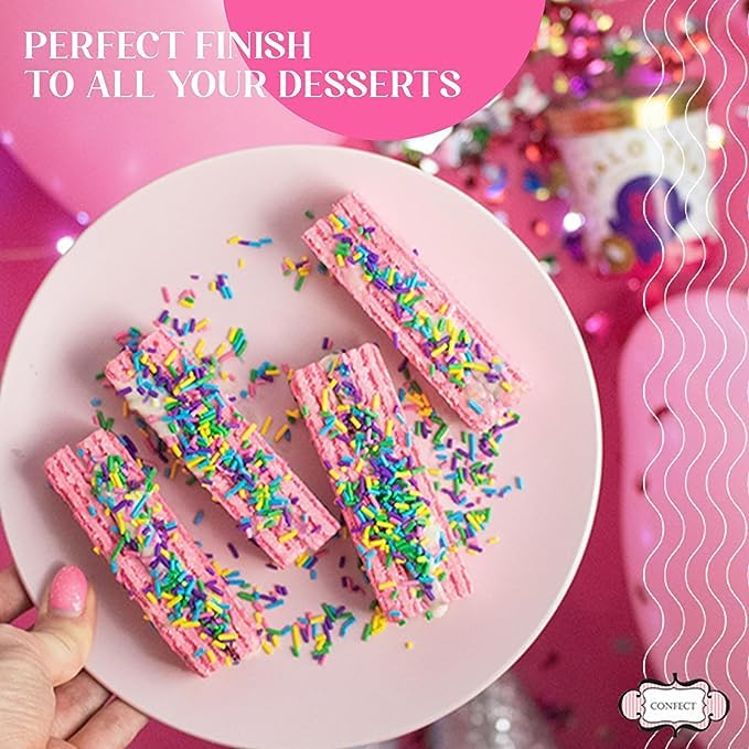 Confect Blue Edible Sprinkles – Vegan, Gluten-Free Mix with Jimmies, Pearl Dragees & Sparkling Sugar – Assorted Shades of Persian & Poppy Blue for Cake and Cupcake Decorating- 5 Oz