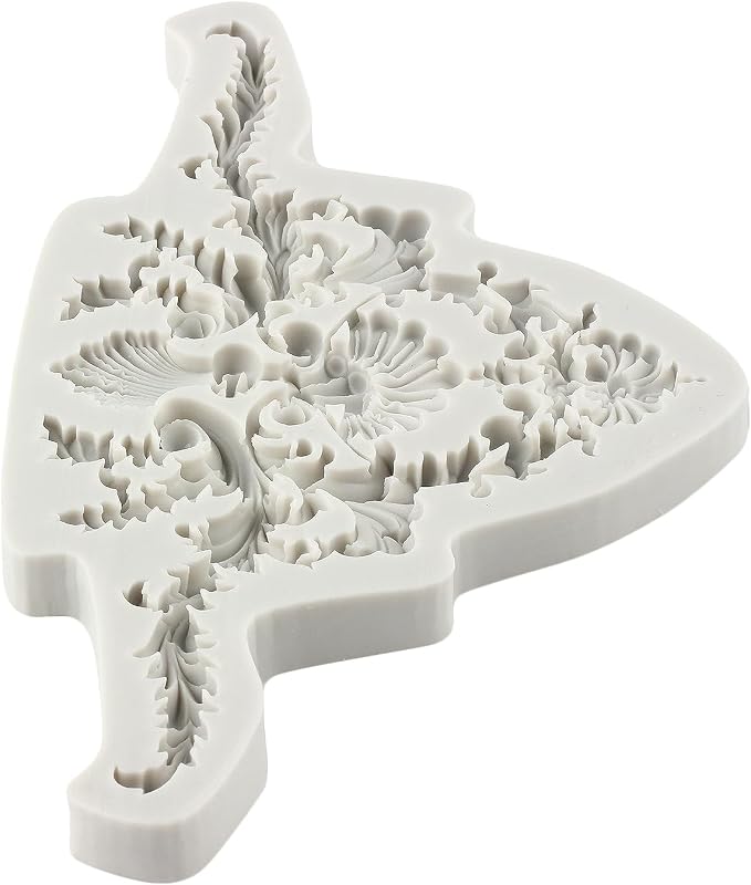 Baroque Style Curlicues Scroll Lace Fondant Silicone Molds Relief Flower Mold Filigree Mold 3D Sculpted Flower For Sugar Cake Decorating Cupcake Topper Chocolate Gum Paste Candy Polymer Clay