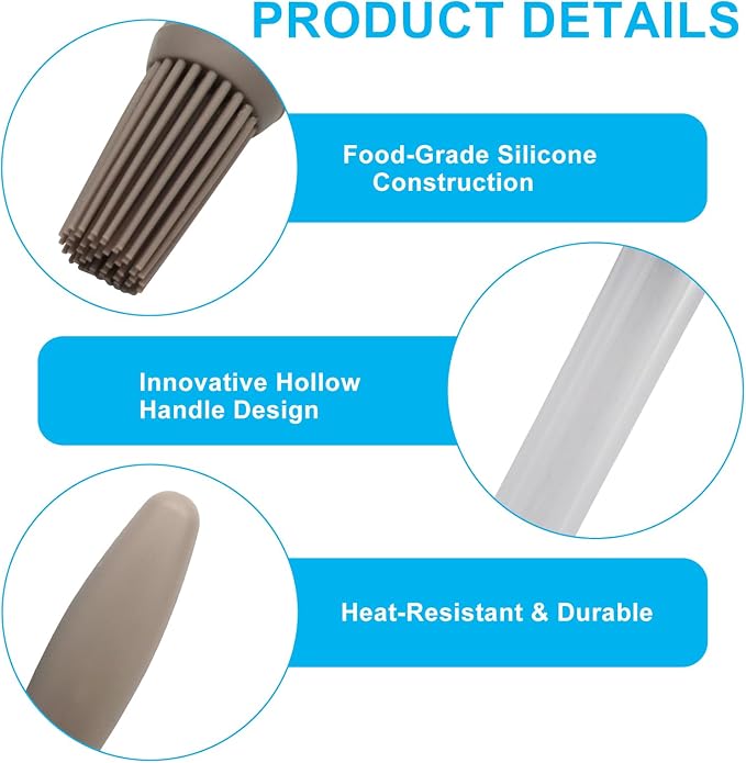 4 Pack Heat Resistant Basting Brush, Silicone Pastry Brushes Spread Sauce Butter, Food Brush for Cooking BBQ Baking Grilling Home Outdoor Use