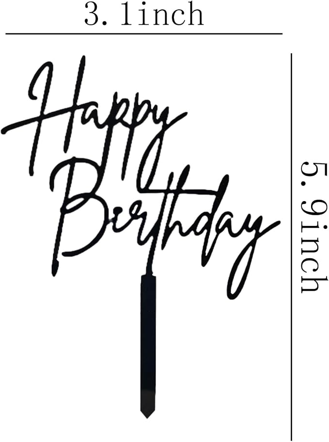 Happy Birthday Acrylic Cake Topper Birthday Party Decorations Cupcake Toppers Decorations Supplies (Black 6)