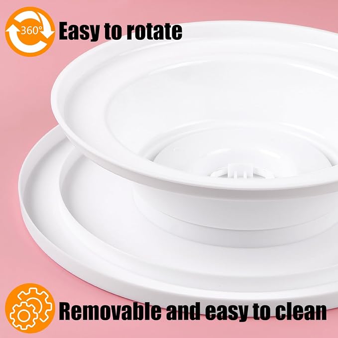 Cake Stand Holder, 11 Inch Rotating Cake Turntable, Turns Smoothly Revolving Baking Supplies Cake Turntable for Baking Cupcake Cookie Muffin, White
