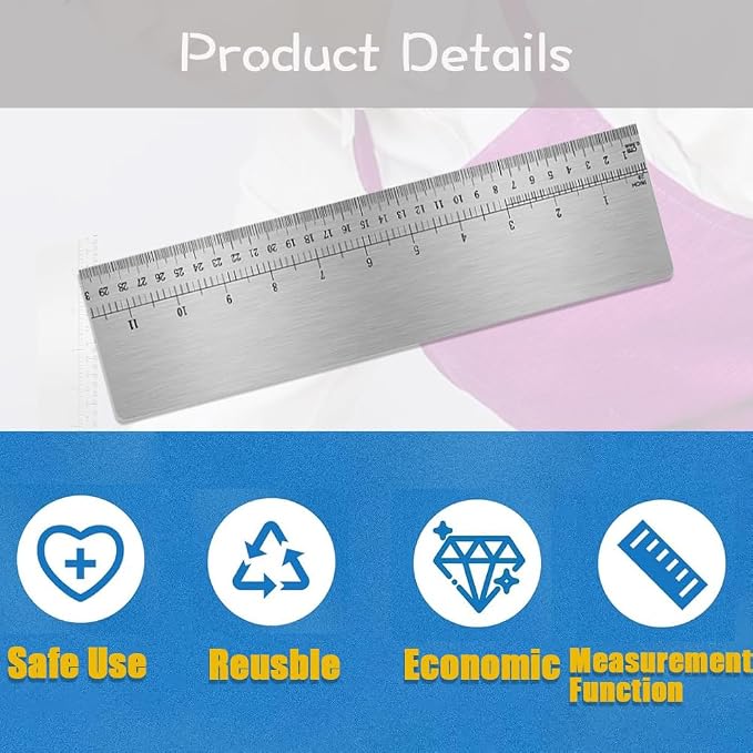 Stainless Steel Cake Scraper with Scale,LUHUUIZEYU Cake Stripe Edge Smoother Scraper, Baking Scraper Tool for Measuring Cake,Buttercream Decorating Comb for Kitchen(12Inch)