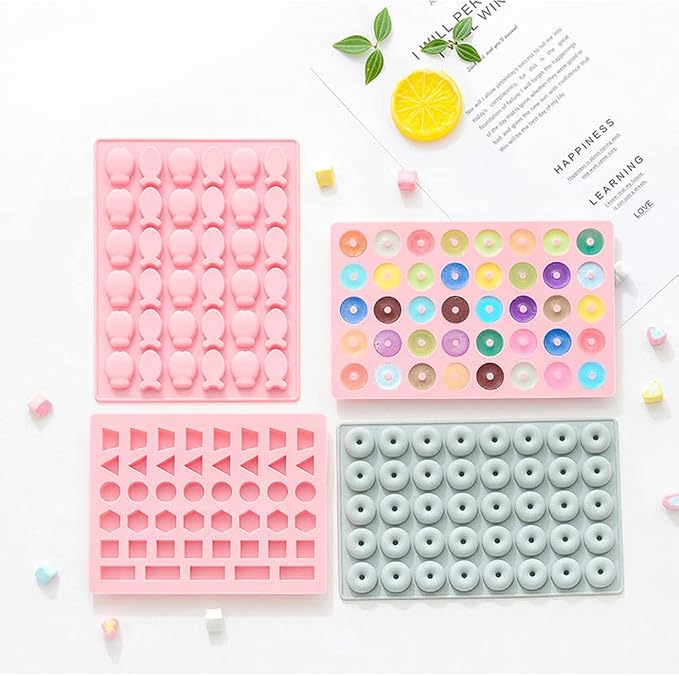 Cartoon Animals Silicone Molds for Chocolate, Heart Shape Non-Stick Silicone Gummy Candy Molds Bee Ice Cube Tray Gelatin Biscuit Cookie Baking Mold (Pink,Dinosaur Theme)