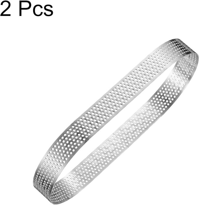 HARFINGTON 2pcs Perforated Cake Rings 7.09" Stainless Steel Oval Tartlet Ring Nonstick Polishing Cake Mousse Ring Thickening Dessert Ring Tools for Baking Cake French Dessert Fruit