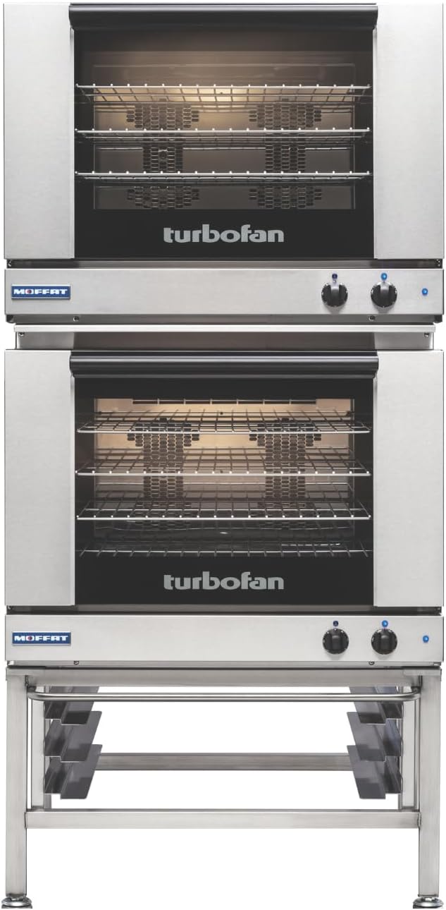 Moffat Turbofan E28 Series Full Size Countertop Electric Convection Ovens w/Stand, Double Stack, Manual Control, 220-240v/50/60/1ph
