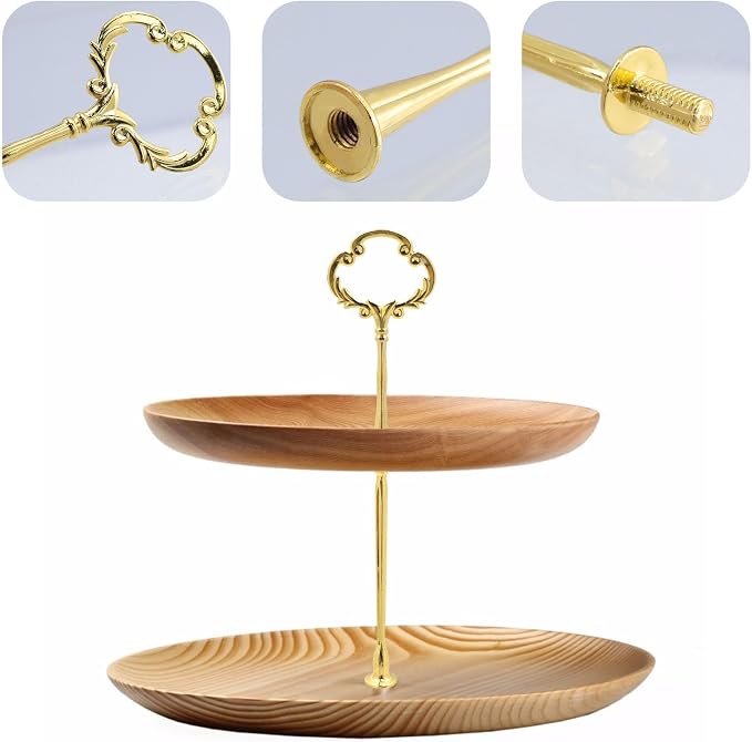 HEVSTIL 2-Tier Cake Stand Hardware Kit – 8PCS Flower Design Tray Fittings for DIY Wedding Cake Stands | Includes Gold & Silver Cake Stand Holders for Party Buffets, Showcases & Home Decor