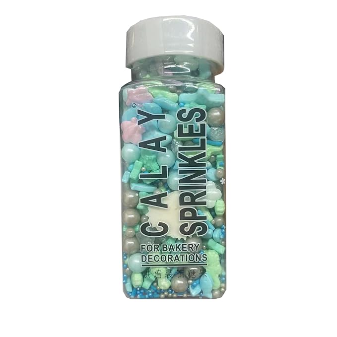 Sentovac Ocean Sprinkle Edible Cake Decorating Hippocampi Starfish Shell Fish Pearl Candy Mix Blue Sprinkle for Cake Cupcake Topper Cookie Baking Decorations Sea Theme Party Birthday Supplies