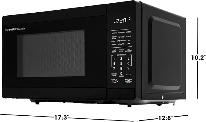 SHARP Compact Countertop Microwave Oven with Removable 10" Carousel Turntable, 700 Watt, 0.7 Cubic Feet, Black