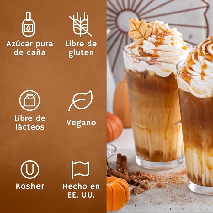 Syruvia Coffee Syrup, Pumpkin Spice Flavored Syrup for Drinks, Lattes, and Desserts – 25.4 fl oz - with Pump