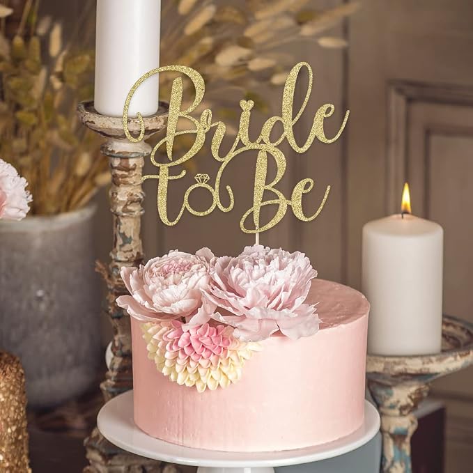 Glitter Bride to Be Cake Topper - Bridal Shower Cake Topper,for Wedding Shower;Engagement;Bachelorette;Hen Party Decorations (golden)