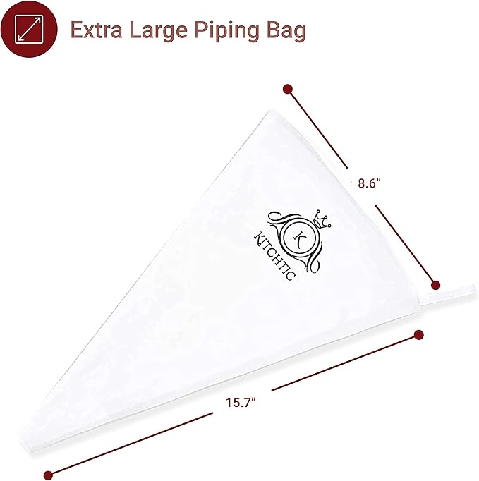 KITCHTIC Reusable Single Piping Bag - Premium Design, Dishwasher Safe - Cotton, Black - Professional Dressing Bag with E-Book Tips