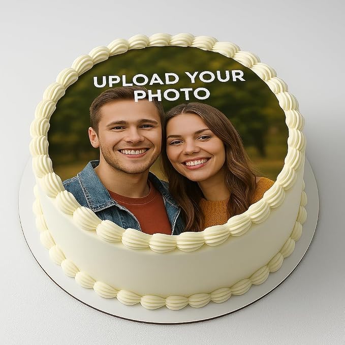 CUSTOM EDIBLE PHOTO CAKE TOPPER: Make Your Celebration Truly One-Of-A-Kind! Upload Your Photo, Personalized Topper. MADE IN A BAKERY 5", 6", 7", 8", or 9" round. Add a Burn-Away too!