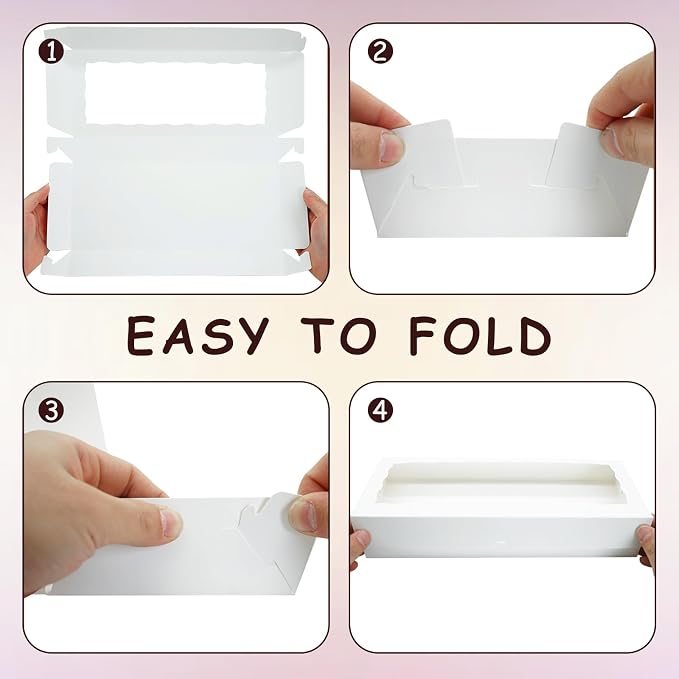 XINHPKGG 20 Pcs Cookie Boxes 7" x 4 3/8" x 1 1/2" Inch Bakery Boxes with Window Treat Box Dessert Box for Wedding Party Mother's Day - White