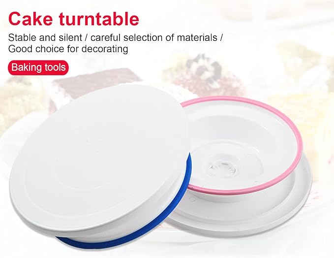 Cake Stand, 11 Inch Rotating Cake Turntable, Turns Smoothly Revolving Cake Spinner Stand,Cake Decorating Stand Plastic Cake Turntable Rotating Cake Base for Cake Frosting