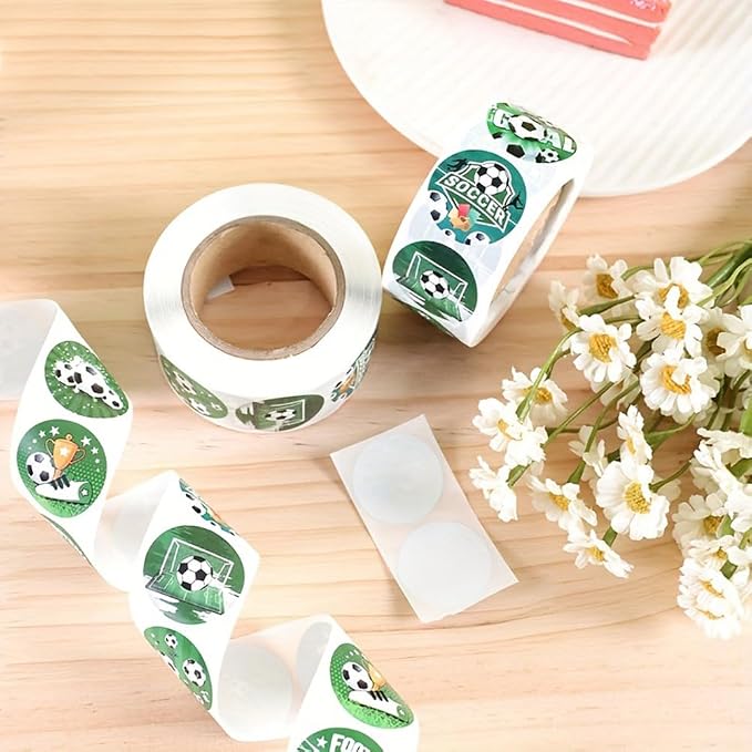 World Cup Soccer Stickers,500pcs Roll Football Birthday Party Decorations Round World Cup Soccer Ball Goal Trophy Label Stickers Sports Game Party Favors Gift Bag Packaging Envelope Sealing Supplies