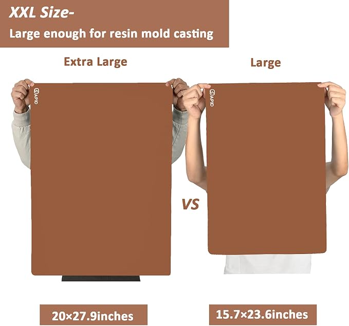 Sapid Extra Large Silicone Sheet for Crafts, Thick Silicone Jewelry Casting Mats, Nonstick Nonslip Silicon Mat for Epoxy Resin, Art Painting, Heat- Resistance Counter Mat (20"×27.9", Brown)