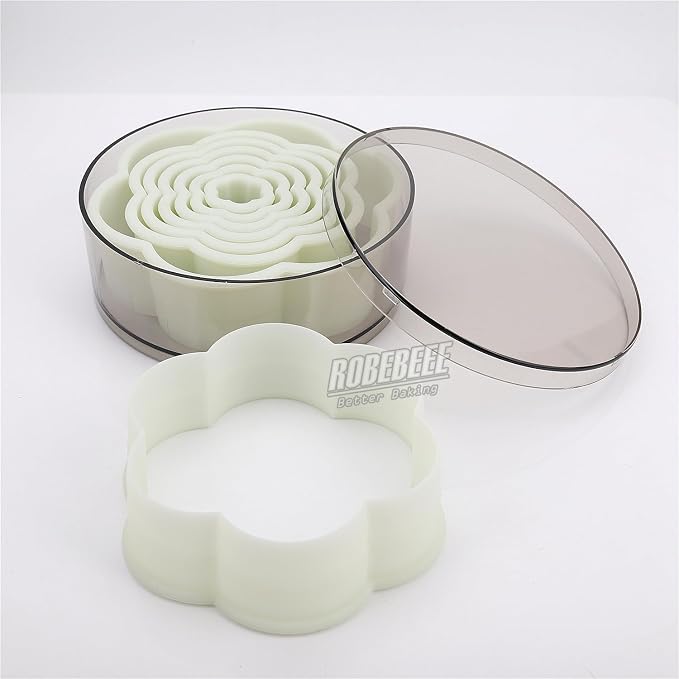 Multi-Shape Nylon Cookie Molds Round Square Star Plastic Geometry Biscuit Cutter Dough Mousse Bread Slicer DIY Bakery Utensils (Flat Six Petal)