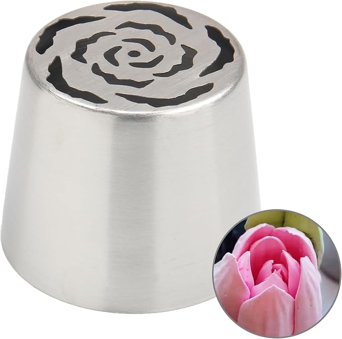Extra Large Russian Piping Tips - Stainless Steel Flower Nozzles Set for Cake Decorating, Rose & Floral Icing Tips for Cupcakes, Cookies Professional Baking Tools (XXL, Style 55)
