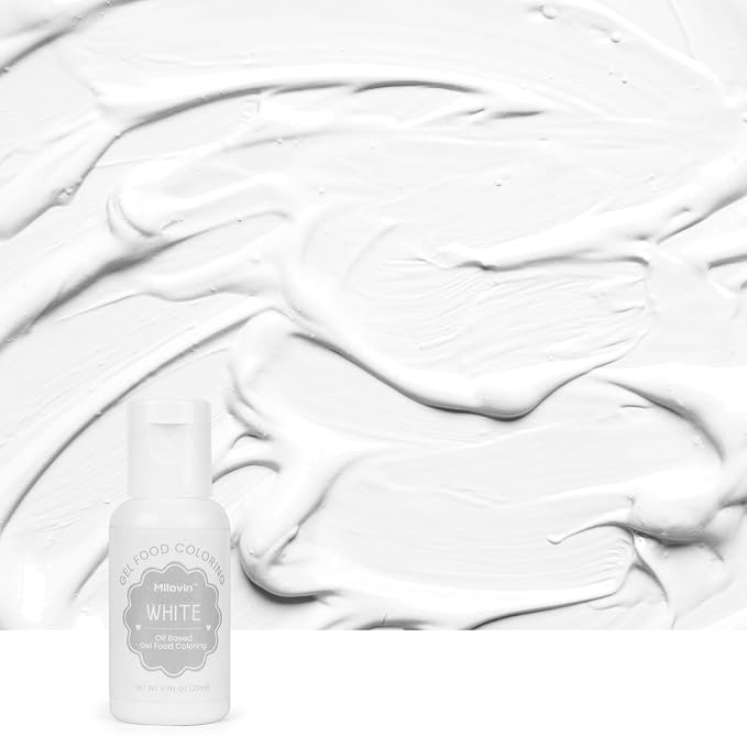 Oil Based Food Coloring for Chocolate, 20ml Edible White Oil Based Food Coloring Gel for Cake Decorating, Sugar, Candy Melts, Baking, Cookies, Icing Frosting, Meringues, Cream- 0.7 Fl. Oz(White)