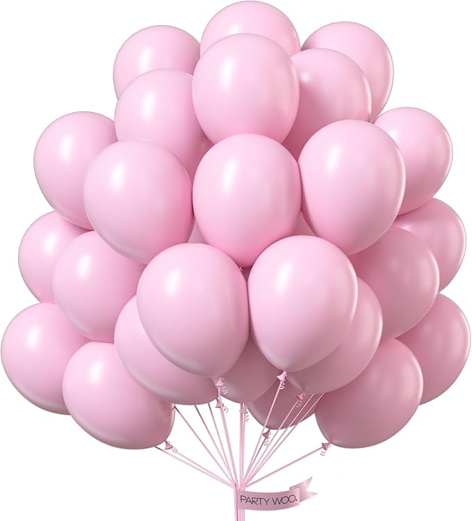PartyWoo Pink Balloons 100 pcs 12 Inch Latex Helium Pastel Pink Balloons for Baby Shower Gender Reveal Birthday Bridal Shower Engagement Princess Bachelorette Butterfly Party Decorations Pink-Q05