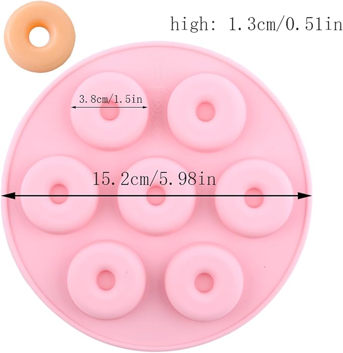 7 Cavity Mini Donut Shapes Silicone Chocolate Molds Doughnut Shaped Mold For Chocolate Candy Cake Decoration