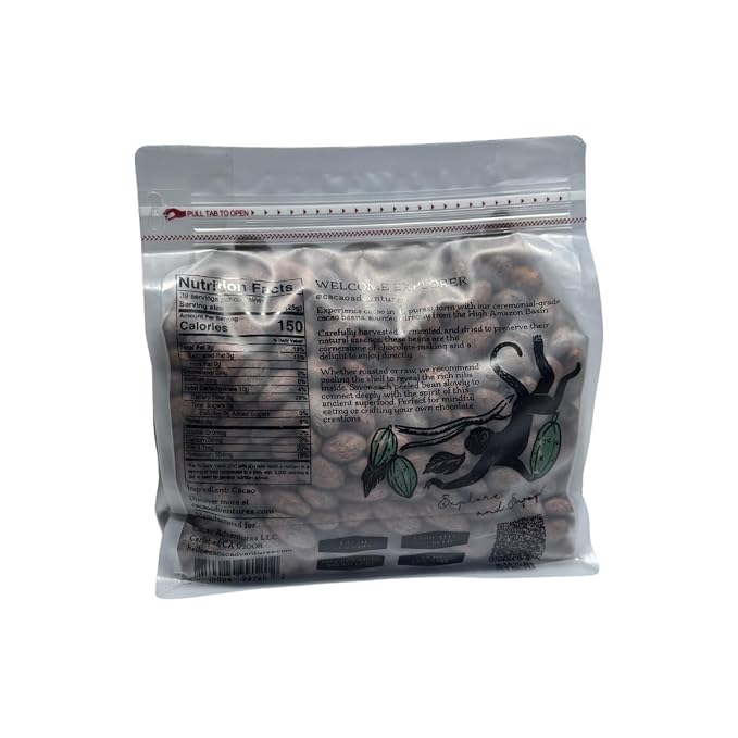 Cacao Adventures Raw Whole Cacao Beans, Awajun-Farmed Peru, 1 kg / 2.2 lb