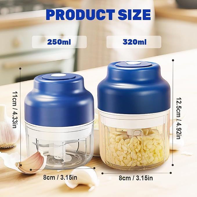 2026 New Electric Garlic Chopper, Mini Portable Veggie Chopper USB Charging Wireless Food Processor, Upgrade Electric Mini Garlic Chopper Set Wireless Veggie Grinder (Green, 250ML)