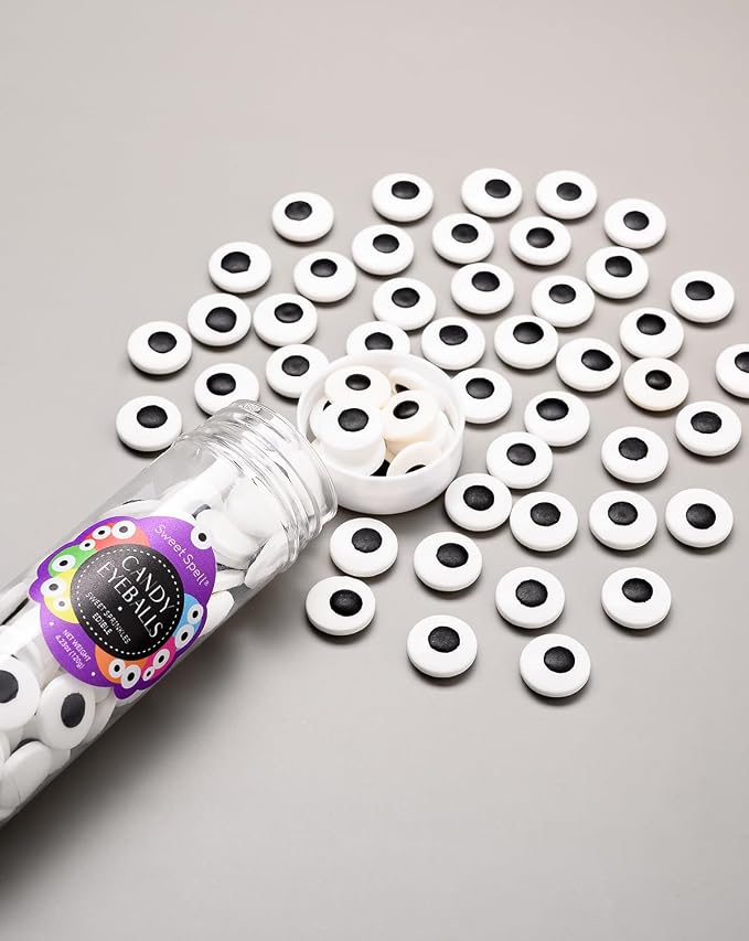 Sweet Spell Candy Eyeballs - Edible Candy Eyes Sprinkles for Decorating Halloween Cookies, Cakes, Cupcakes, and Baking (120g/4.2oz, 17 mm)