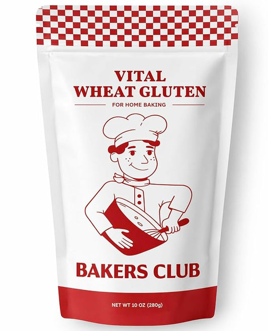 Bakers Club Artisan Vital Wheat Gluten 10oz - Bread Flour Enhancer, High Protein, Seitan Flour, Low Carb, Vegan, Non GMO Gluten Powder - Made in USA