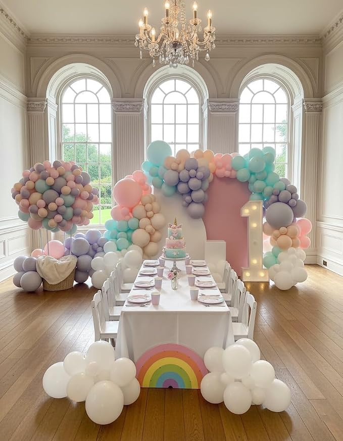 426Pcs Pastel Balloon Arch Kit - 7 Macaron Assorted Colors Balloon Garland Kit for Birthday Party Kids Girls Baby Shower Wedding Anniversary Pride Easter Rainbow Supplies Party Decorations