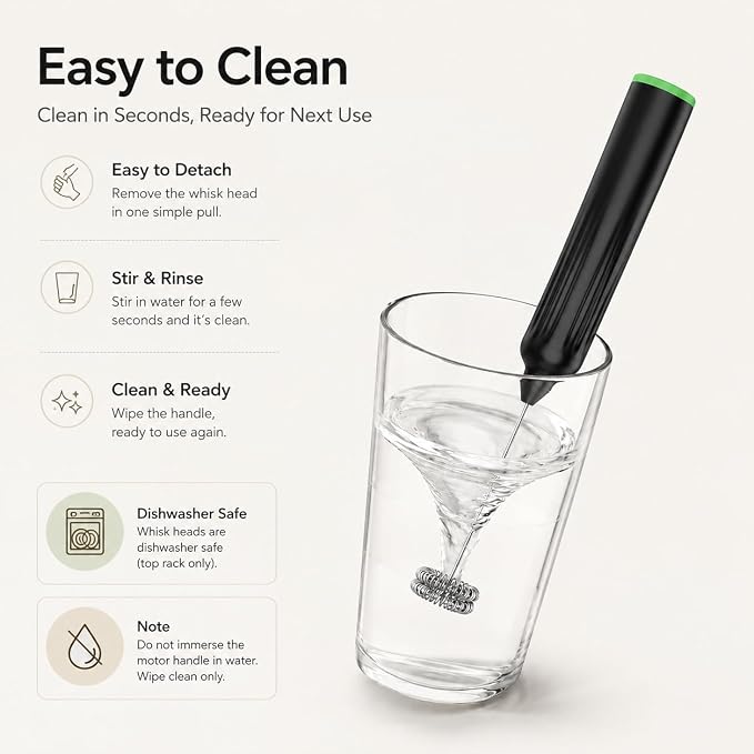 Milk Frother Handheld,3-Speed Rechargeable Coffee Foamer Drink Whisk with 3 Stainless Steel Heads Electric USB C Whisk for Coffee, Latte, Cappuccino, Hot Chocolate, Protein,Egg light Black