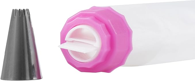 Baketivity 2 Color Pastry Bags, Two Separate Creams in One Bag. Thickened Icing Piping Bags, Cake Decorating Supplies, Cupcake Decorating Kit, Frosting Piping Kit, Coupler & Tip 12 Inch