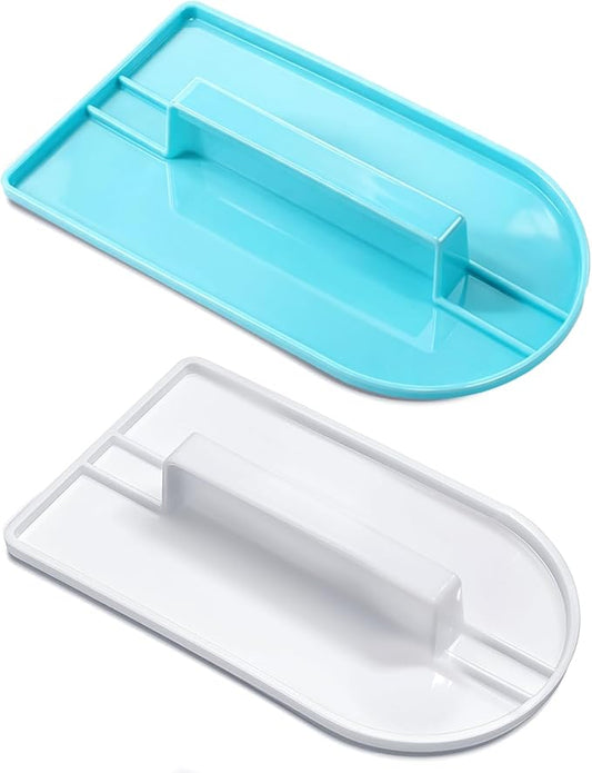 2Pcs Fondant Smoothing, 14.5 x 8 cm/5.7" x 3.1" Fondant Tools Plastic Cake Decorating Smoother & Polisher Cake Decorating Tools Cake Leveler for Smoothing Icing Decoration Sugar Craft (White, Blue)
