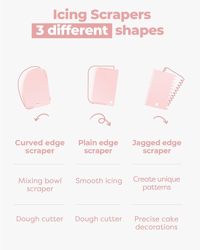 Kootek Cake Decorating Kit Baking Supplies Set Cake Turntable with 2 Frosting Straight Angled Spatula 3 Icing Smoother Scrapers Baking Accessories Tools for Beginners and Pros Mother's Day, Light Pink