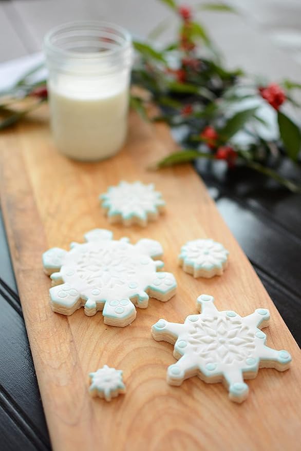 R&M International Snowflake Cookie and Biscuit Cutters, Assorted Sizes, Bright Colors, 5-Piece Set