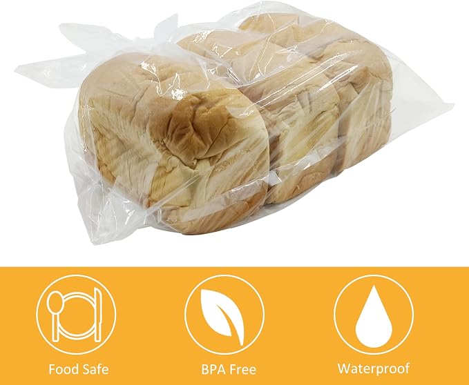 200 Pack 18 x 24 Inch Plastic Produce Bags Bread Loaf Bags Clear Plastic Flat Poly Bags with Twist Ties for Food, Bread, Dough, Clothes Packaging, Storage, Gift Bag(1 Mil)
