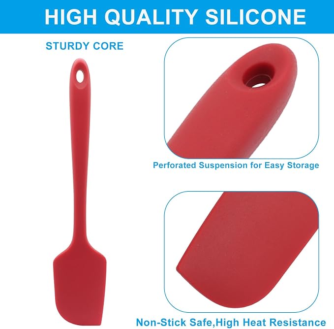 11in Heat Resistant Silicone Spatula,High Temp Flexible Kitchen Scrapers Food Grade Bowl Scrapers,Seamless Baking Supplies Scratch-Proof for Scraping Non-Stick Pans Cooking(Red1)