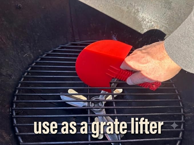 LavaLock Smok-n-Scrape Grill and Smoker Scraper, Residue Remover Cleaning Tool for Weber Kettle, Weber Smokey Mountain, UDS, WSM (Red Smoke-n-Scrape)