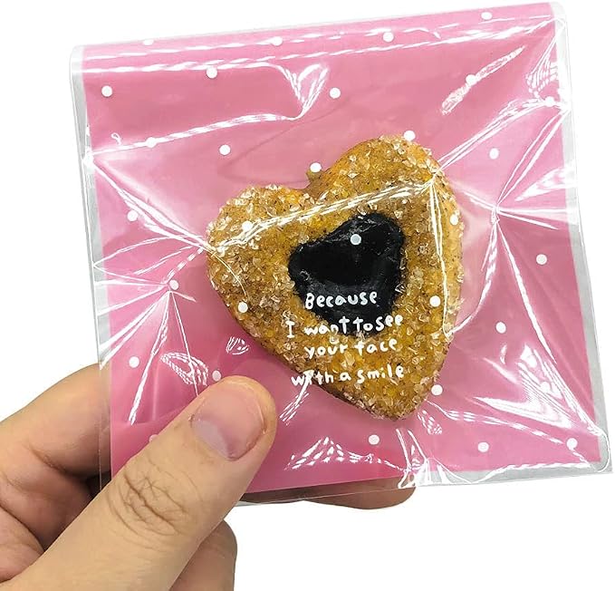 100pcs Pink Self-Adhesive Treat Bags – Small Cellophane Cookie Bags for Candy, Bakery, Party & Wedding Favors (3.94” x 3.94”)